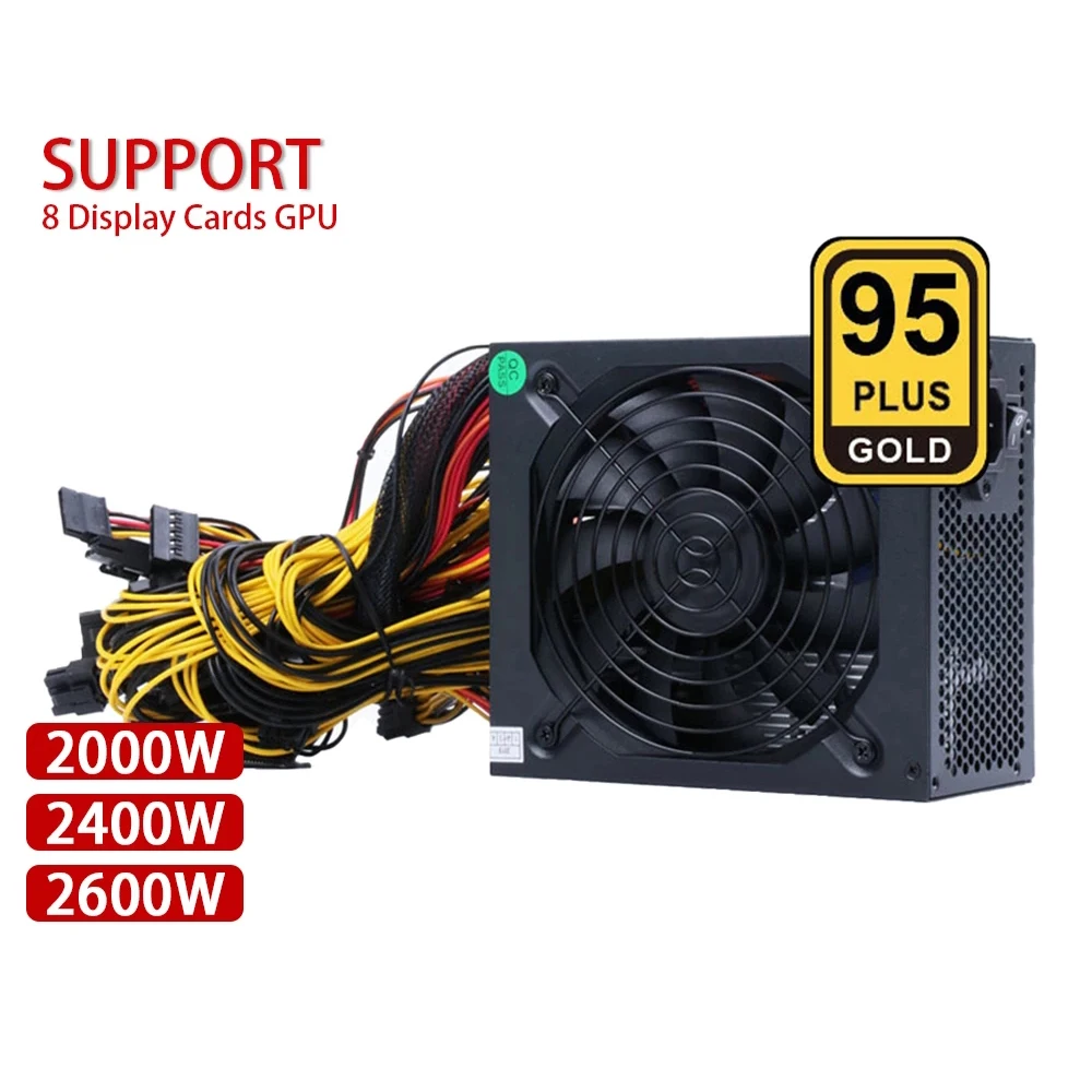 

1800W 2000W 2400W 160V-240V ATX ETH Mining Bitcoin Power Supply 95% Efficiency Support 8 Display Cards GPU For BTC Bitcoin Miner