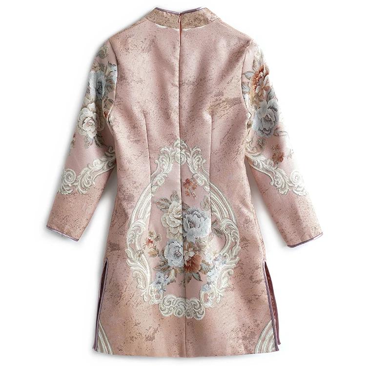 

2021 Spring New Style Dignified Atmosphere Retro Young Chinese Style Jacquard Embroidery Improved Cheongsam Dress Women Qipao