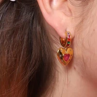 new ins creative asymmetric colorful zircon love star earrings vintage star heart dangle earring for women girls fashion jewelry