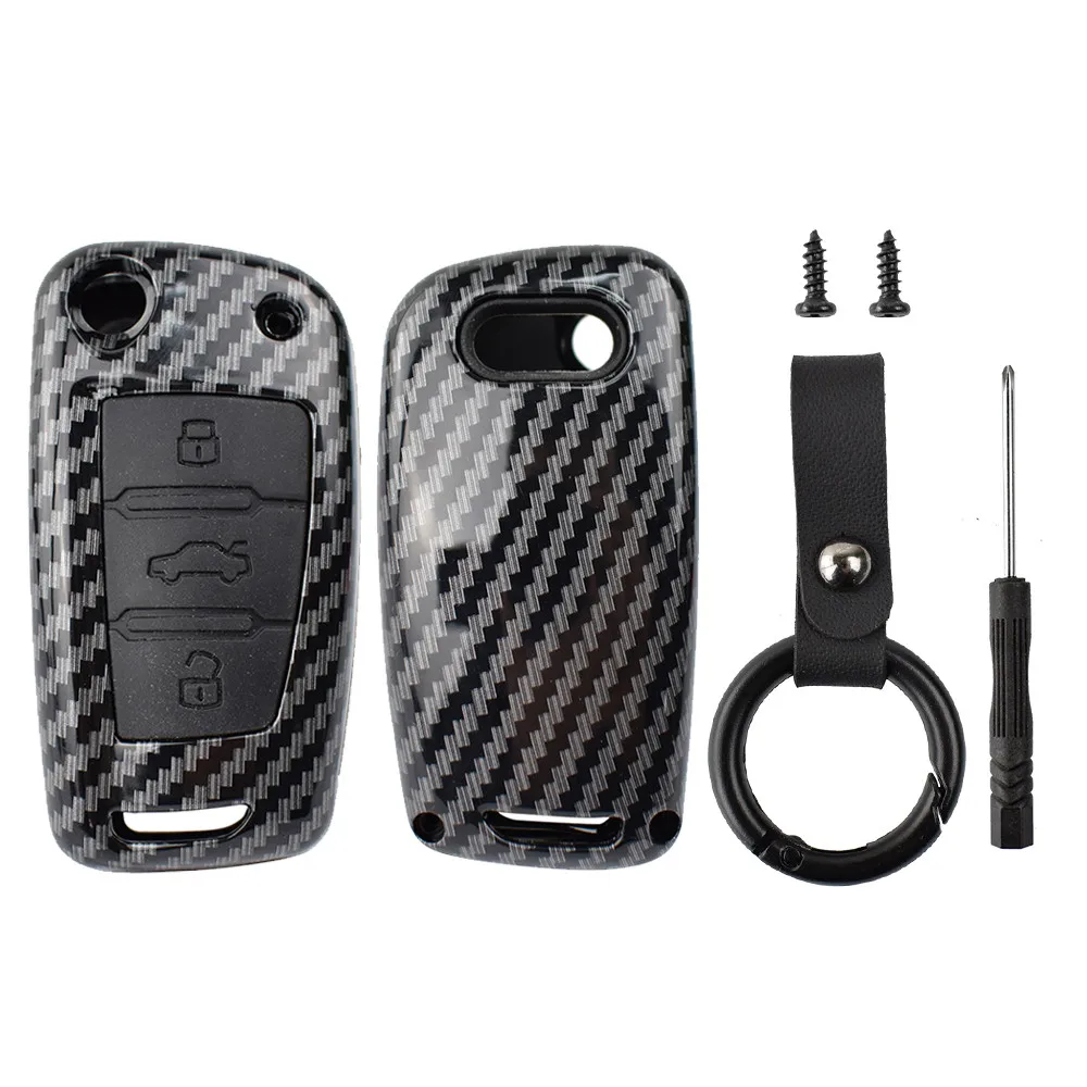 Углеродное волокно стиль дистанционного ключа оболочки Брелок чехол для Audi A1 S1 A3