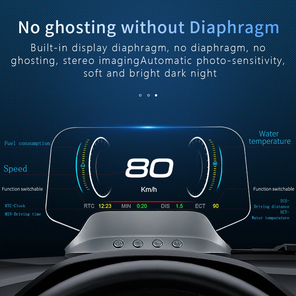 C3 навигационное зеркало HUD OBD2 + GPS двойной режим дисплей на голову цифровой миль/ч