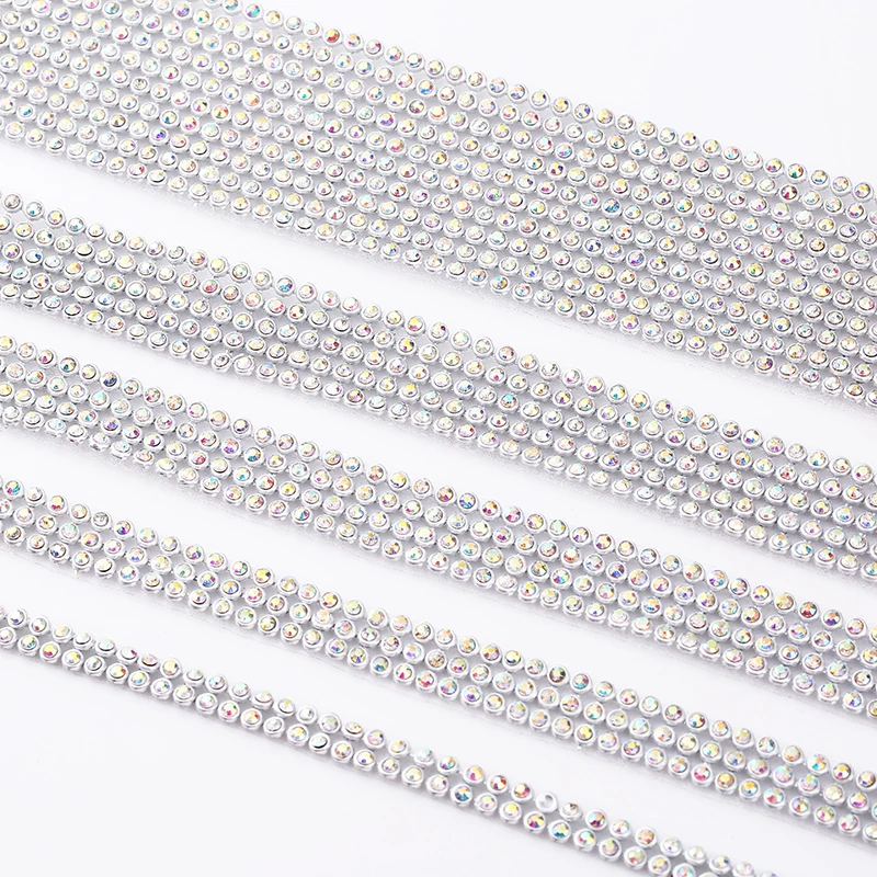 RESEN 2/3/4/5/6/8/10rows Hotfix Gold Crystal AB Rhinestone Trimings Flatback Trims with Glue Base Trim | Дом и сад