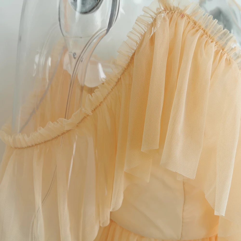 Женское Сетчатое платье с оборками Lofrcy соблазнительное на бретельках короткими