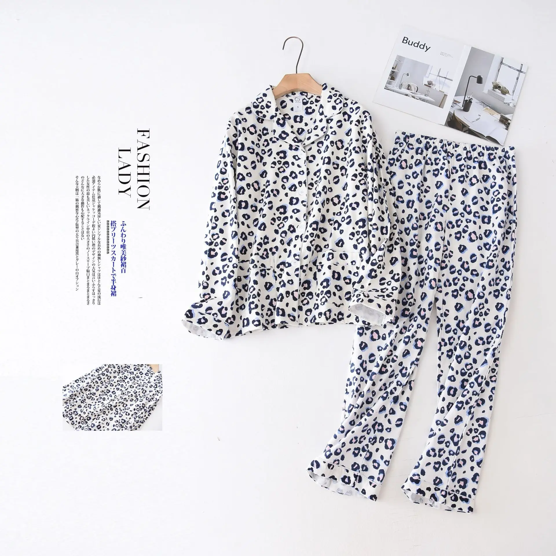 Leopard A Женские пижамные комплекты с милым белым медведем из хлопка, Осенние повседневные модные пижамы, Женская домашняя одежда, сексуальные пижамы mujer - Цвет: Leopard A