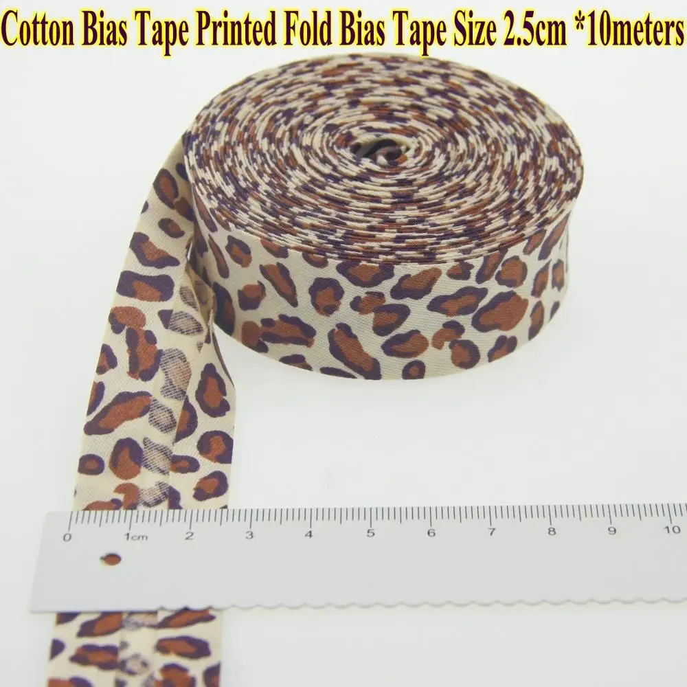 leopard print yellow Хлопковая косая лента с принтом, Размер: 25 мм, " 10 метров печатные цветы хлопок саржа косая лента для шитья своими руками - Цвет: leopard print yellow