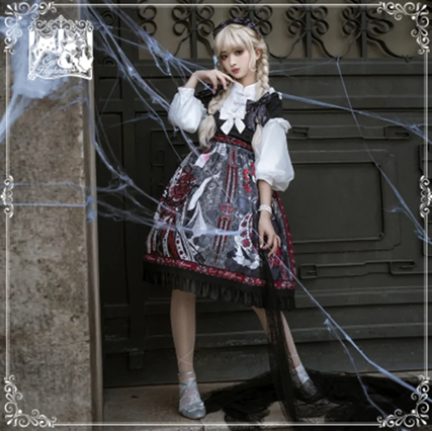 Женское готическое платье в китайском стиле kawaii милое Лолиты ретро кружевное с