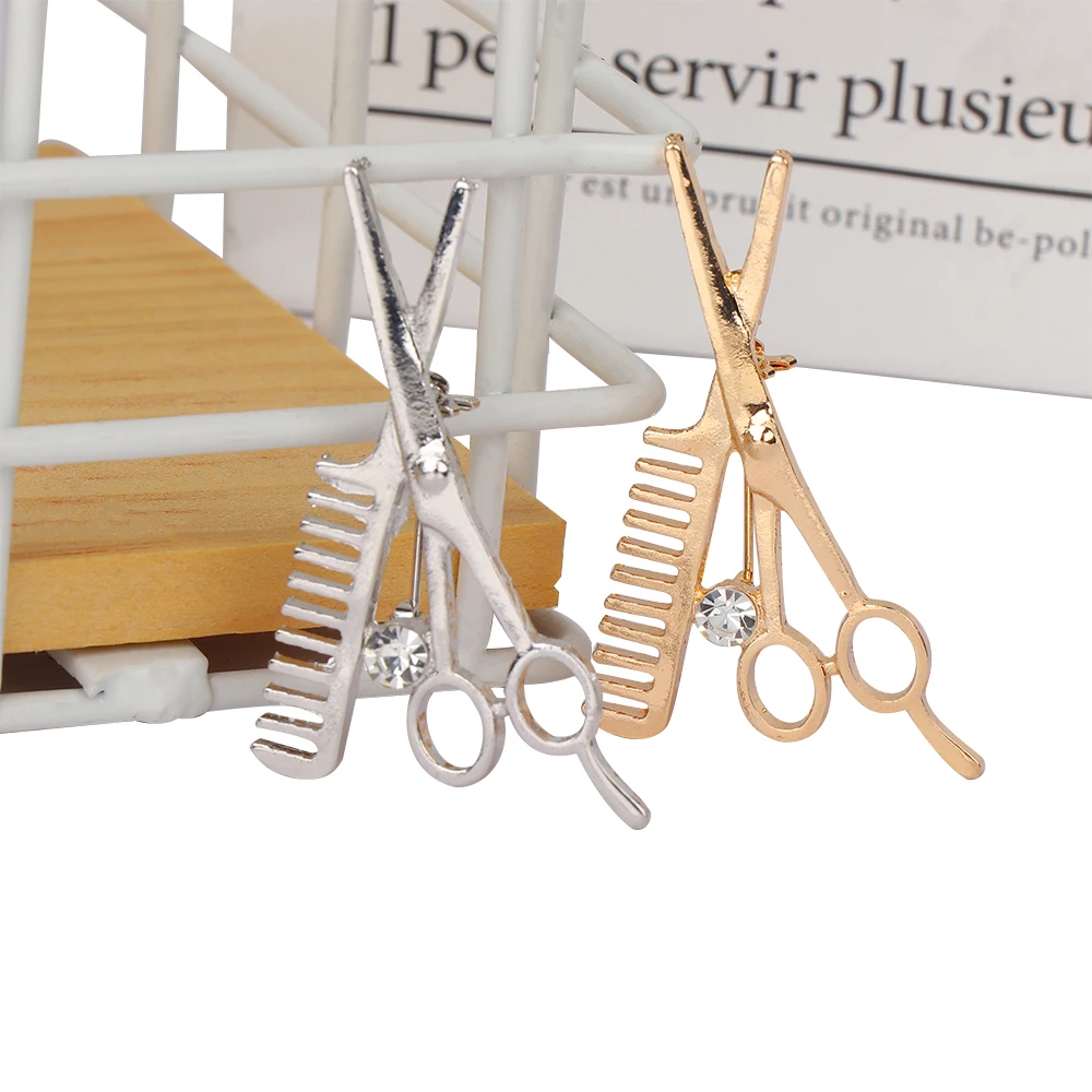 Comb Scissors Brooch Unique Shape Collar Pin Mini Cute Women Girls Party Banquet Jewelry Gift | Украшения и аксессуары