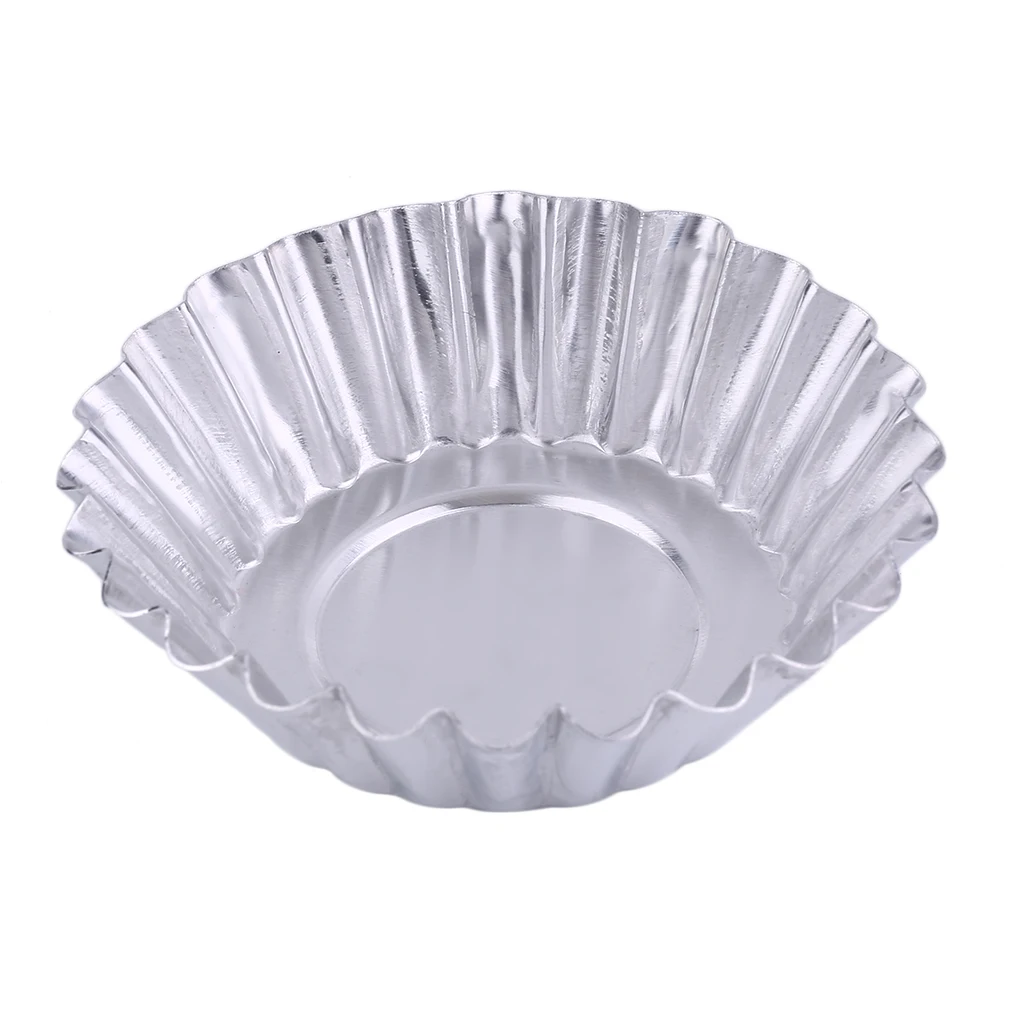 

Egg Tart Mold Flower Shape Reusable Cupcake and Muffin Baking Cup Tartlets Pans Nonstick Ripple Aluminum Alloy
