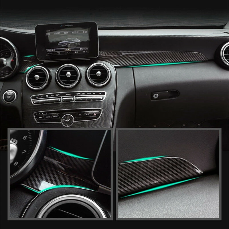 

Carbon Fiber Center Control Panel Dashboard Strips Trim for Mercedes Benz C Cl GLC W205 180 200 X253 260 15 -18 LHD