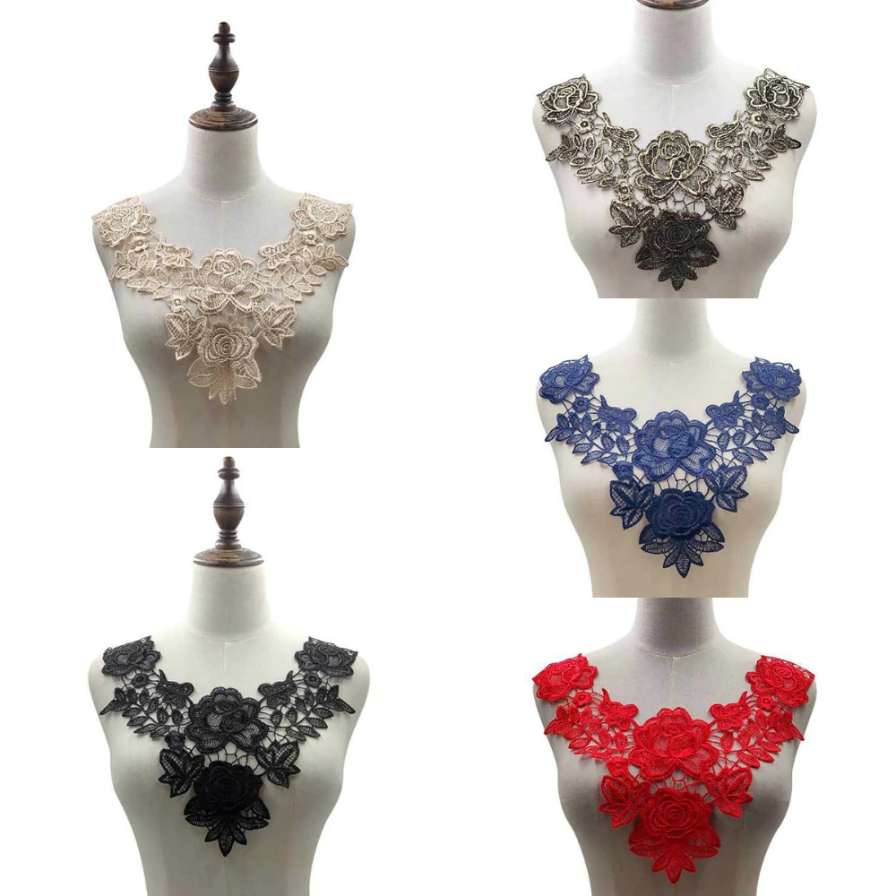 Золотистый красный черный воротник кружевные цветочные воротники сделай сам