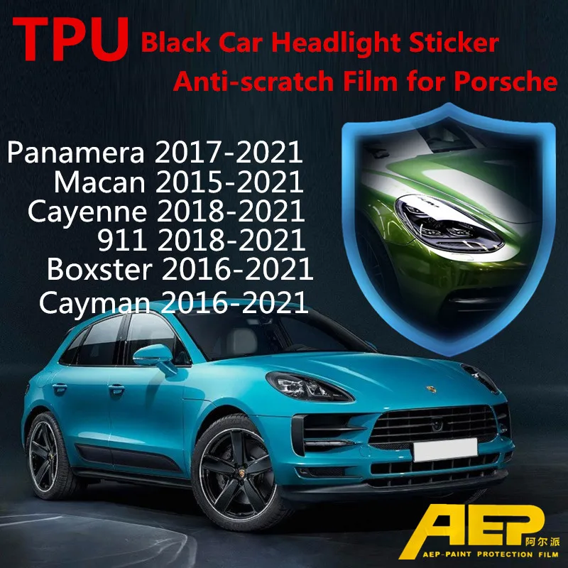 AEP новая ТПУ черная наклейка на фары автомобиля против царапин пленка для Porsche Macan