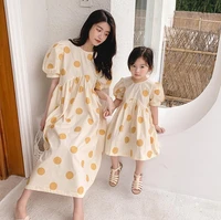family mother daughter clothing summer korean fashion retro short sleeve print casual loose parent child outfits dress a397
