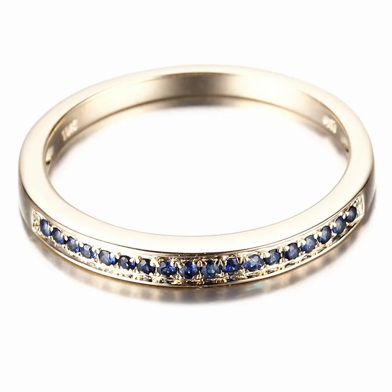 HELON Твердые 10K желтое золото паве 0.18CT 100% натуральные сапфиры свадебное кольцо