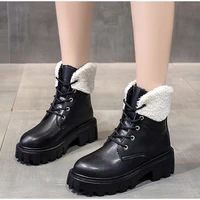 womens short ankle boots autumn and winter fashion british style womens boots thick soled lace round toe womens short boots