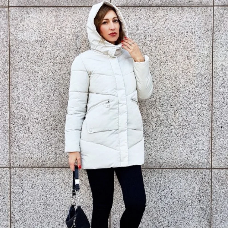 Женские пуховые парки с капюшоном зимнее теплое пальто белого оранжевого