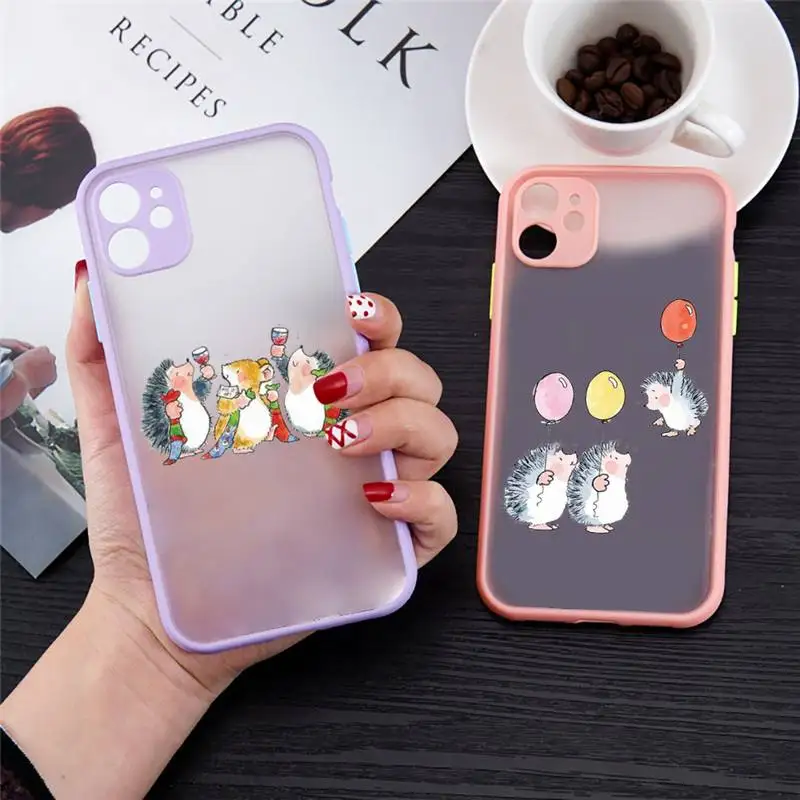 

Cute Hedgehog cartoon animal Phone Case matte transparent For iphone 7 8 11 12 13 plus mini x xs xr pro max cover