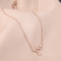 heartbeat necklace for women delicate wave cz clavicle chain necklace jewelry gifts