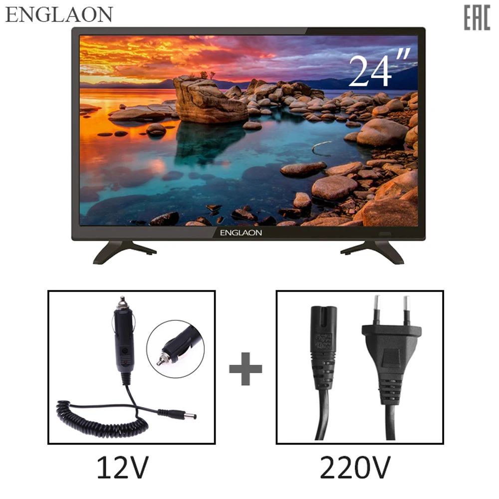 Телевизор 24 дюйм LED TV-ENGLAON 12V+220V HDTV цифровые телевизоры dvb-T2 Домашние+Автомобильные телевизор 24 inch tv