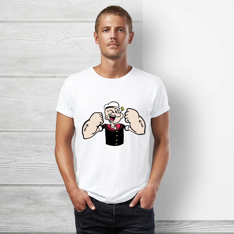 Брендовая одежда True reveler, футболка Popeye, Мужская футболка с коротким рукавом, летняя мультяшная футболка в стиле хип-хоп, забавная футболка из хлопка с моряком
