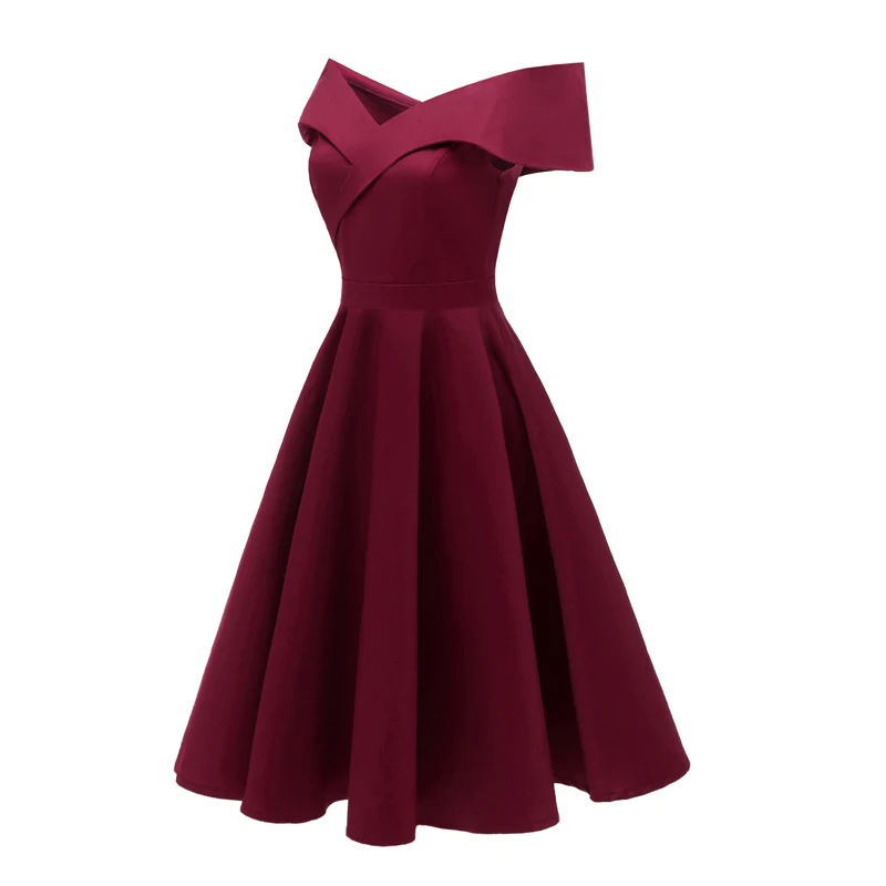 Suzhan женское винтажное платье 2019 летние платья с вырезом лодочкой и коротким