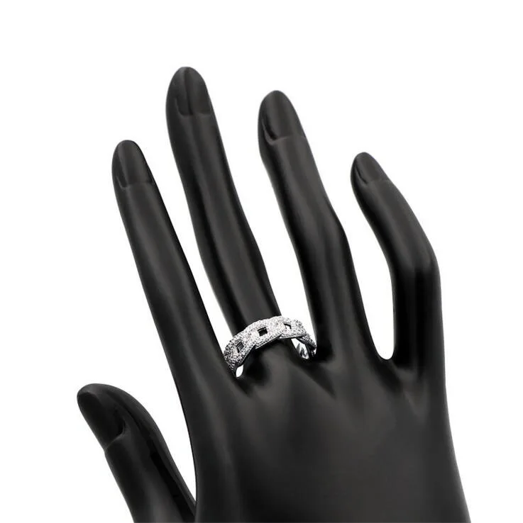 Дизайн хип-хоп женские ювелирные изделия вызвало bling micro pave cz AAA циркония КУБИНСКИЙ звено цепи рок Модные кольца cz