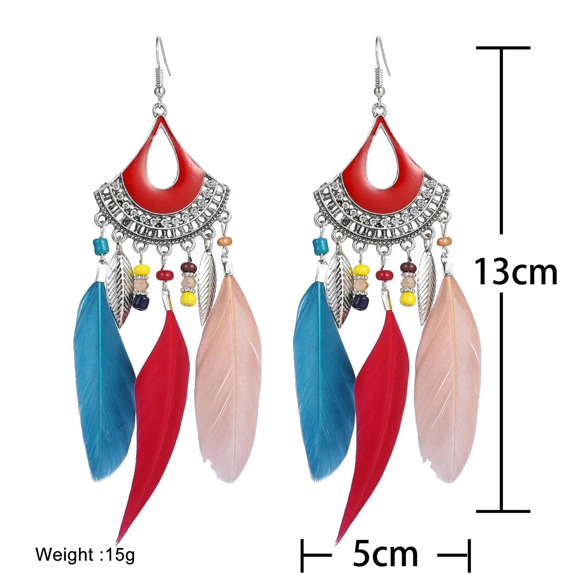 Новое поступление женские украшения с перьями длинные маленькие бусины 13 см