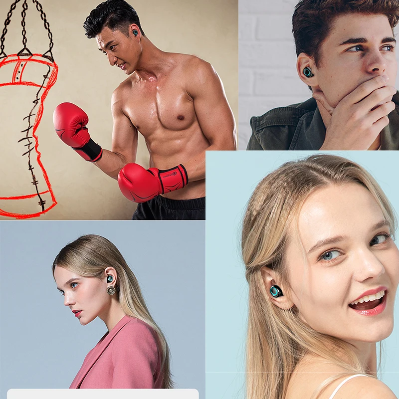 

TWS Bluetooth Headphone and Microphone Earphone HIFI Stereo Noise Reduction Waterproof Earbud Wireless Headset with Charging Box