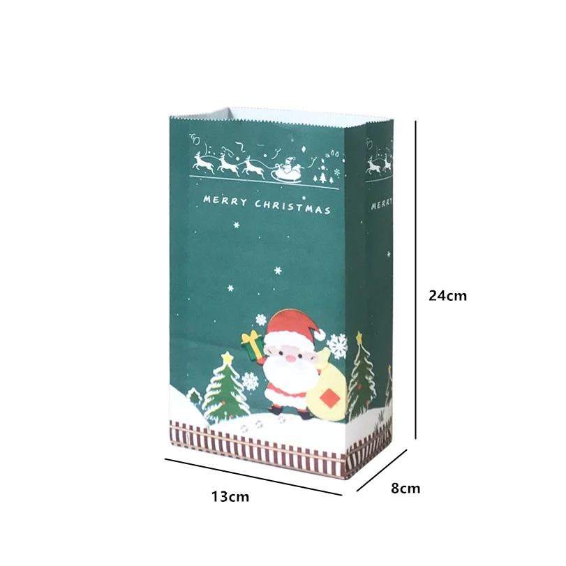 

50pcs Kraft Paper Bag Merry Christmas Gift Bags Packaging Favors Candy Cookies Food Party Christmas Candy Box New Year 2021