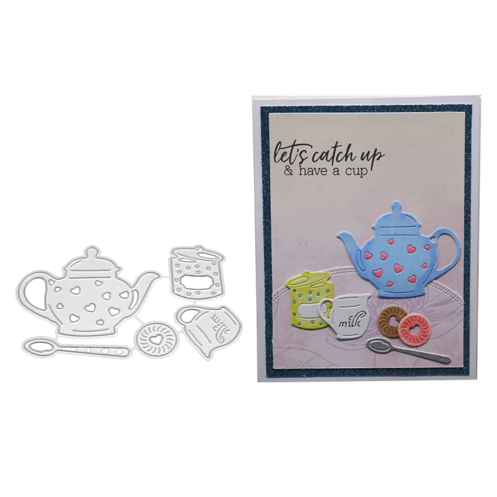 Новый дизайн ремесло металлические режущие штампы чайный набор украшения