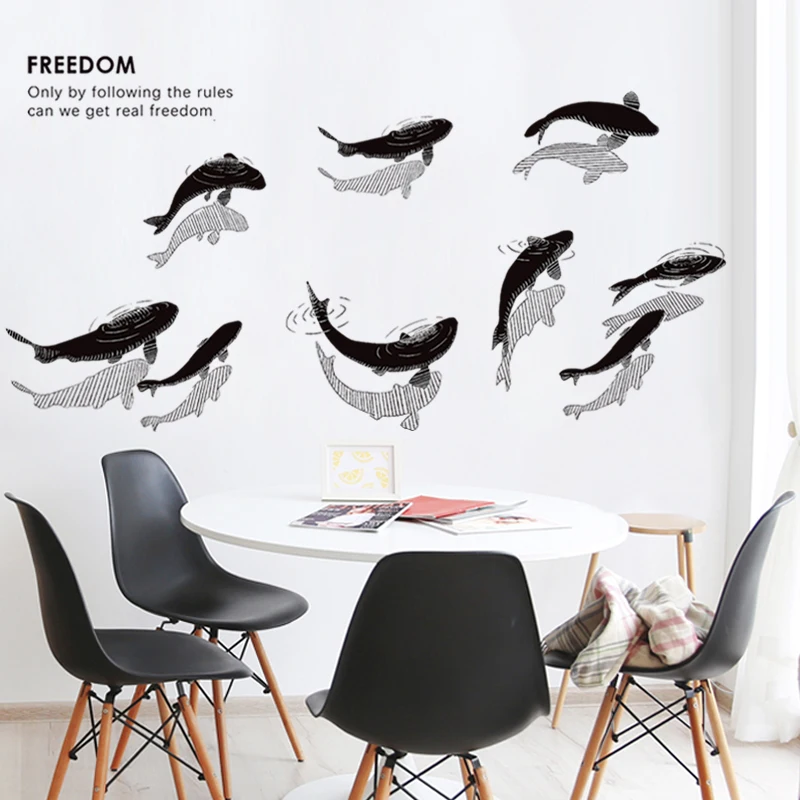 

Simple New Chinese Style Wall Sticker Living Room Sofa Background Decoration Art Personality Fish Mural Decals Wallpaper