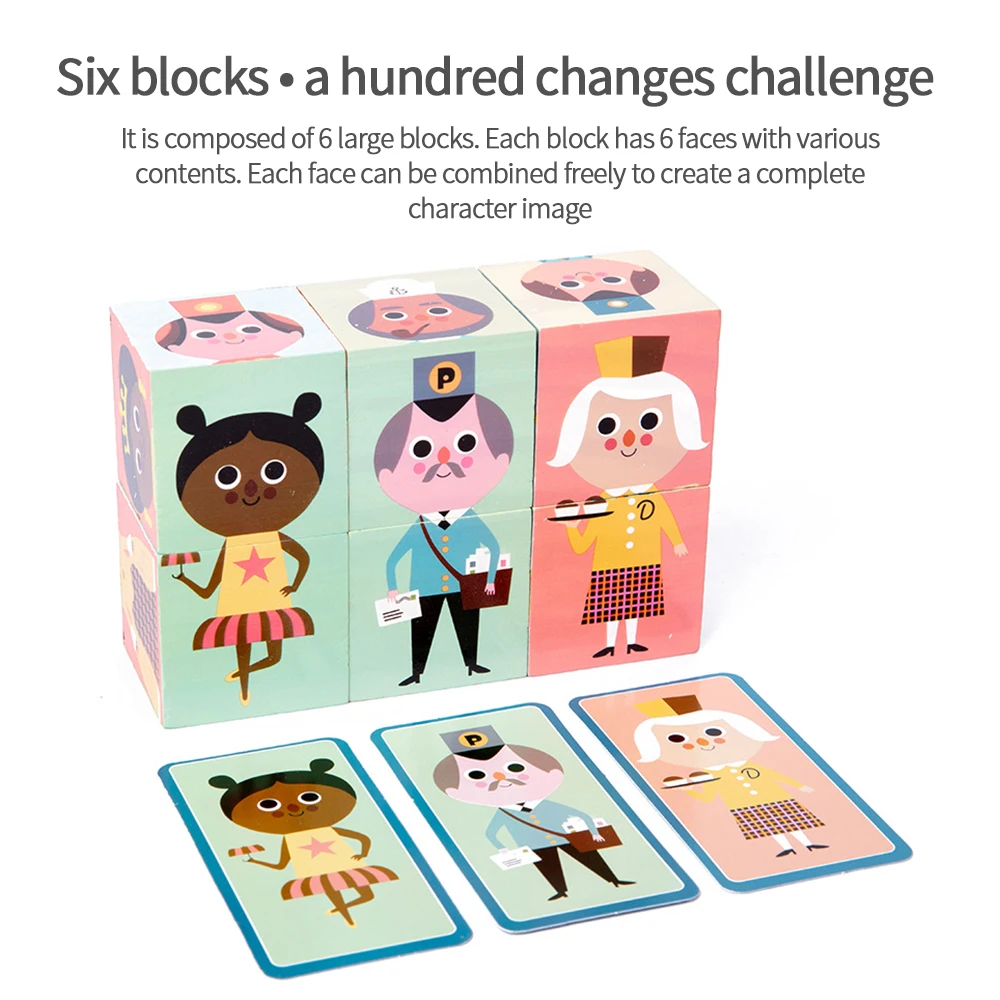 

Wooden Characters Matching Puzzle Wooden Toys Parent-Child Interactive Game Activity Montessori Educational Learning Toys