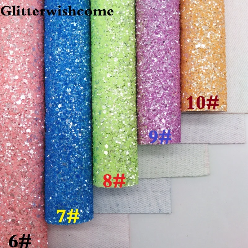 Винил Glitterwishcome размера A4 21 х29 см для бантов Хрустальная крупная блестящая кожаная
