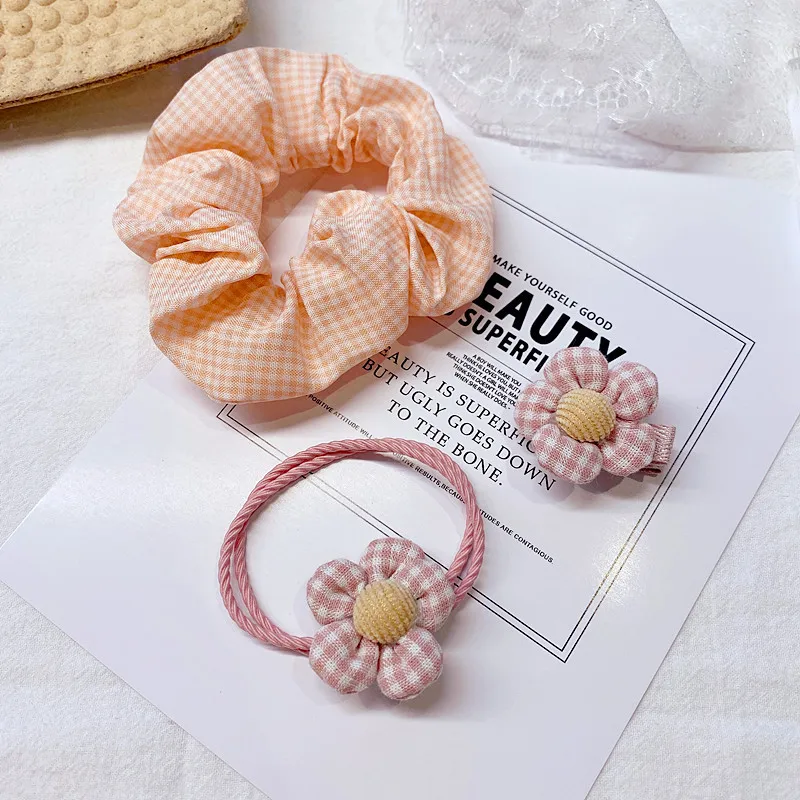 

3 Pcs/set Romantic Sweet Hairpin Simple Flowers Scrunchies Hair Ring Rope Princess Hair Accessories Elastic Rubber Band Headwear