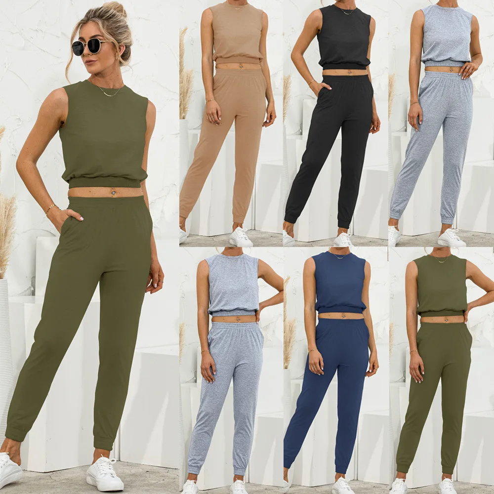 

2021 Summer New Products Hot Sale Solid Color Sleeveless Slim Casual Suit