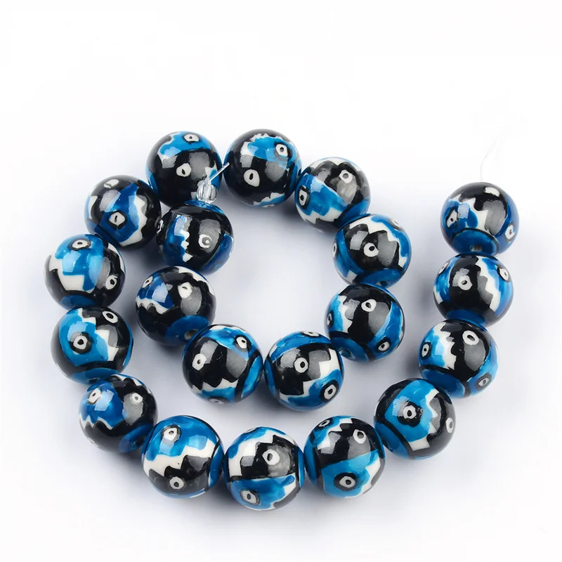 

5pcs Eye Ceramic Beads For Jewelry Making Necklace Earrings Hand-painted Flat Fish DIY Ceramic Spacer Beads Accessorie