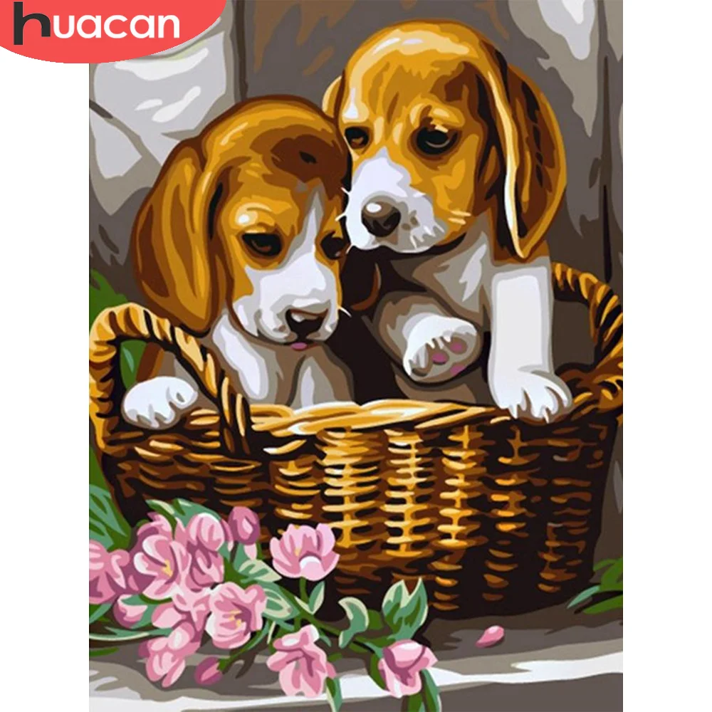 

Алмазная вышивка HUACAN 5D набор с собакой алмазная живопись животные мозаика вышивка крестиком декоративно-прикладное искусство украшение сп...