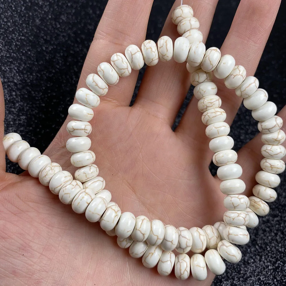 

Natural Stone Beads Abacus Shape White Turquoises Beads for Jewelry Making DIY Bracelet Necklace Accessories for Women Gifts