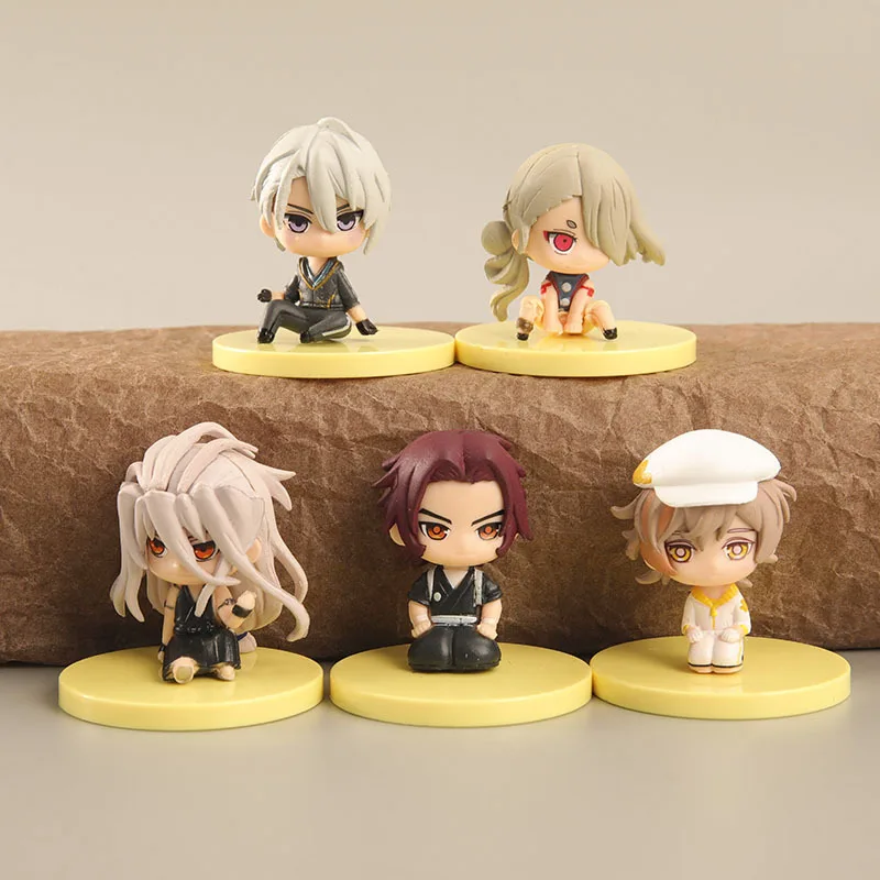 

New Touken Ranbu Online Figure 5 Models Sitting Posture Yellow Base Car Decoration PVC Christmas Birthday Figurines Model Toys