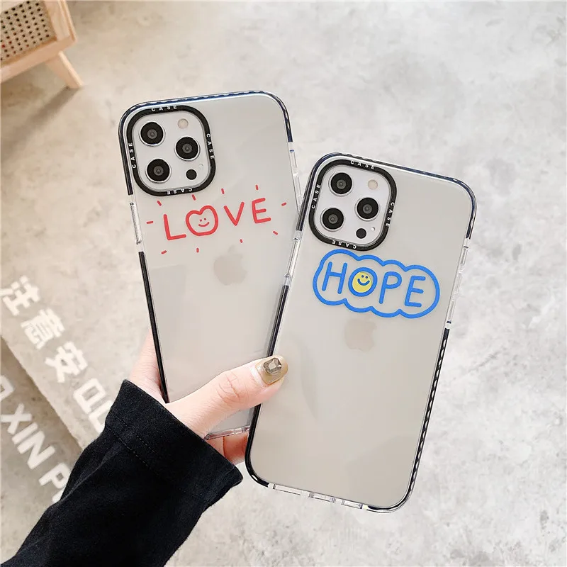 Чехол для Телефона iphone 12 11 Pro XS MAX XR X 7 6 8 Plus SE2 чехлы с надписью LOVE HOPE прозрачный