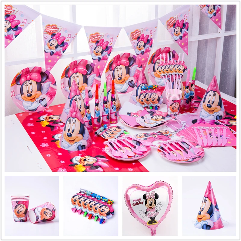 Disney Минни Мышь для девочек детский праздничный костюм украшения Бумага салфетки