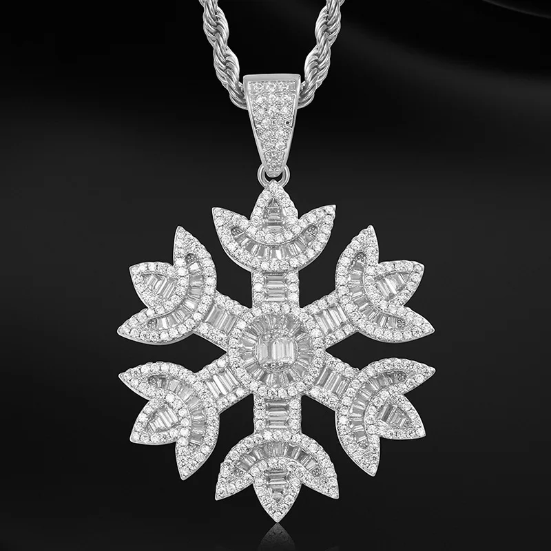 

Ожерелье с подвеской в виде снежинки, из меди, в стиле хип-хоп