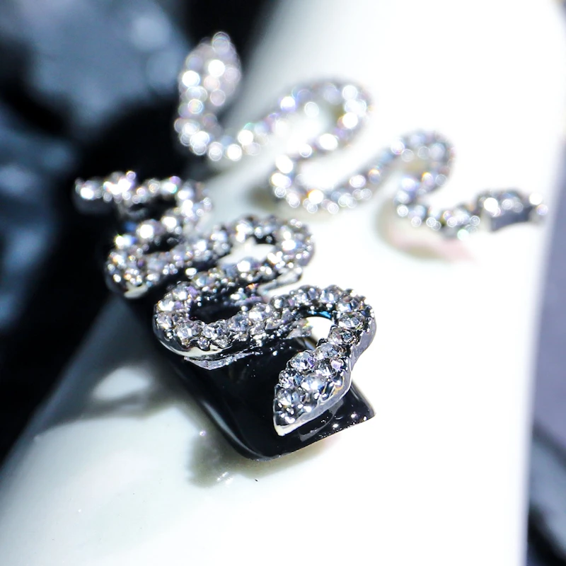 Alloy Nail Diamond 3D Charm Snake Zodiac Gold Words DIY Metal Crystals Rhinestones For Nails Art Decorations |