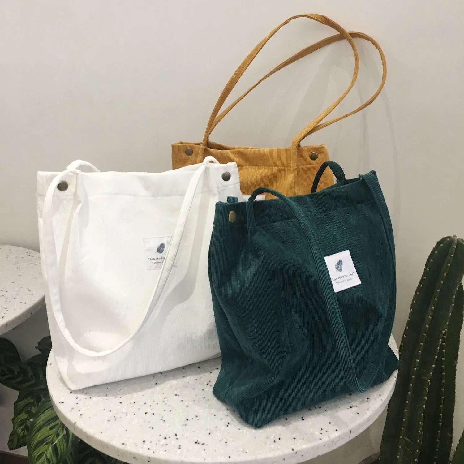 

Bags for Women 2021 Corduroy Shoulder Bag Reusable Shopping Bags Casual Tote Female Handbag Purple Navy Blue