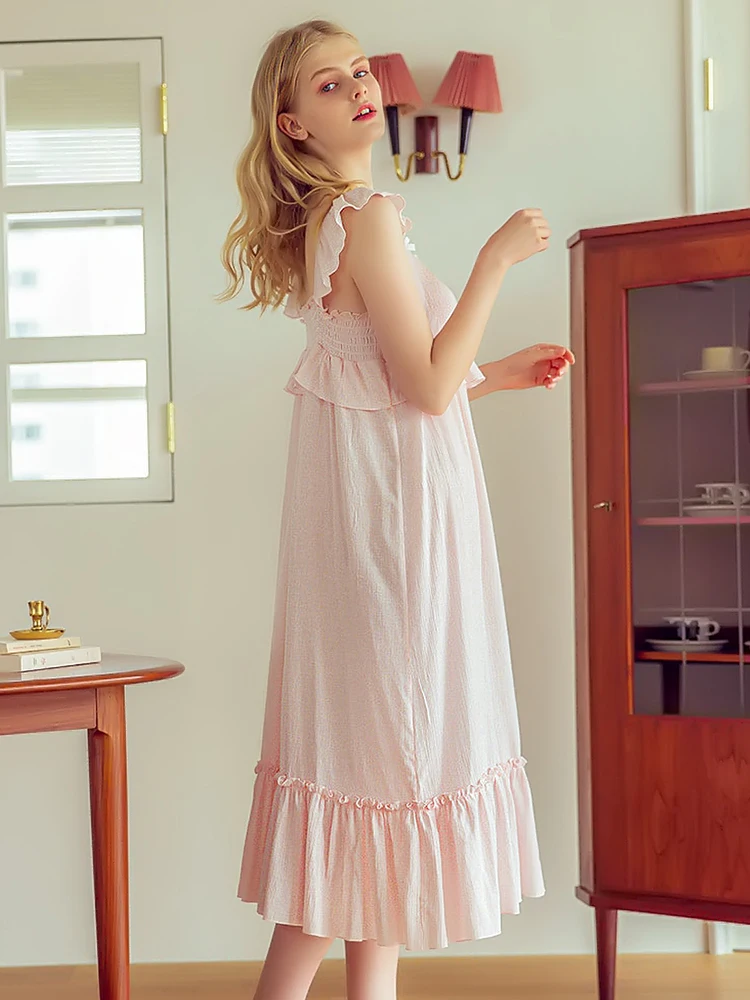 Ночная рубашка размера плюс кружевное хлопковое нижнее белье для дома ночная