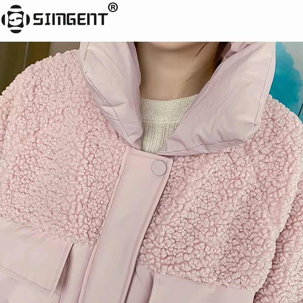 Simgent, зимняя женская куртка, лоскутное стеганое пальто, теплый тонкий флис, утолщенная Женская куртка, женский топ, Veste Chaude Femme, SG99121