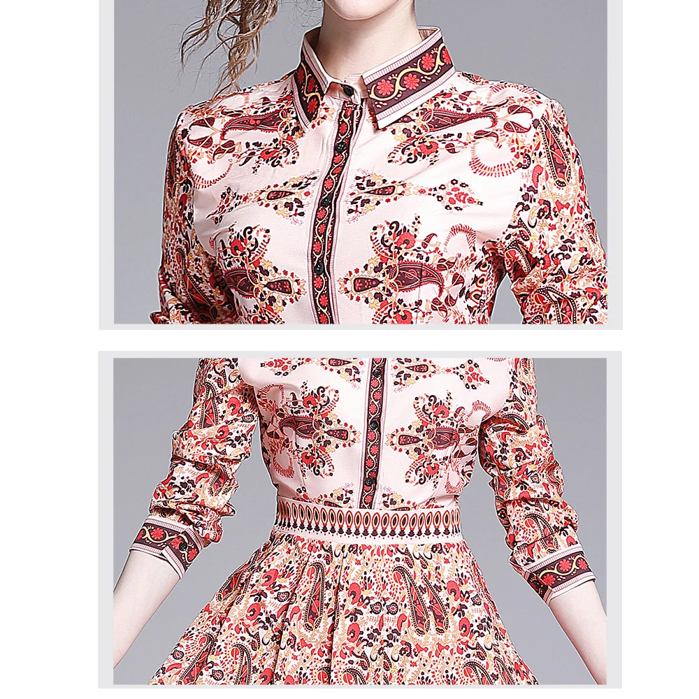 

2020 Runway Women High Quality Charming Floral Print Long Sleeve Patchwork Elegant Vintage Party Casual Empire Waist Maxi Dress