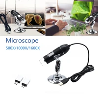3 in 1 digital microscope 1600x1000x 500x portable two adapters support windows android phones magnifier electronic microscope
