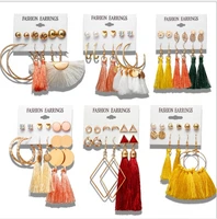 6912 pairs ladies boho earrings for women jewelry geometric dangle tassel earring flower stud earrings set crystal ear stud