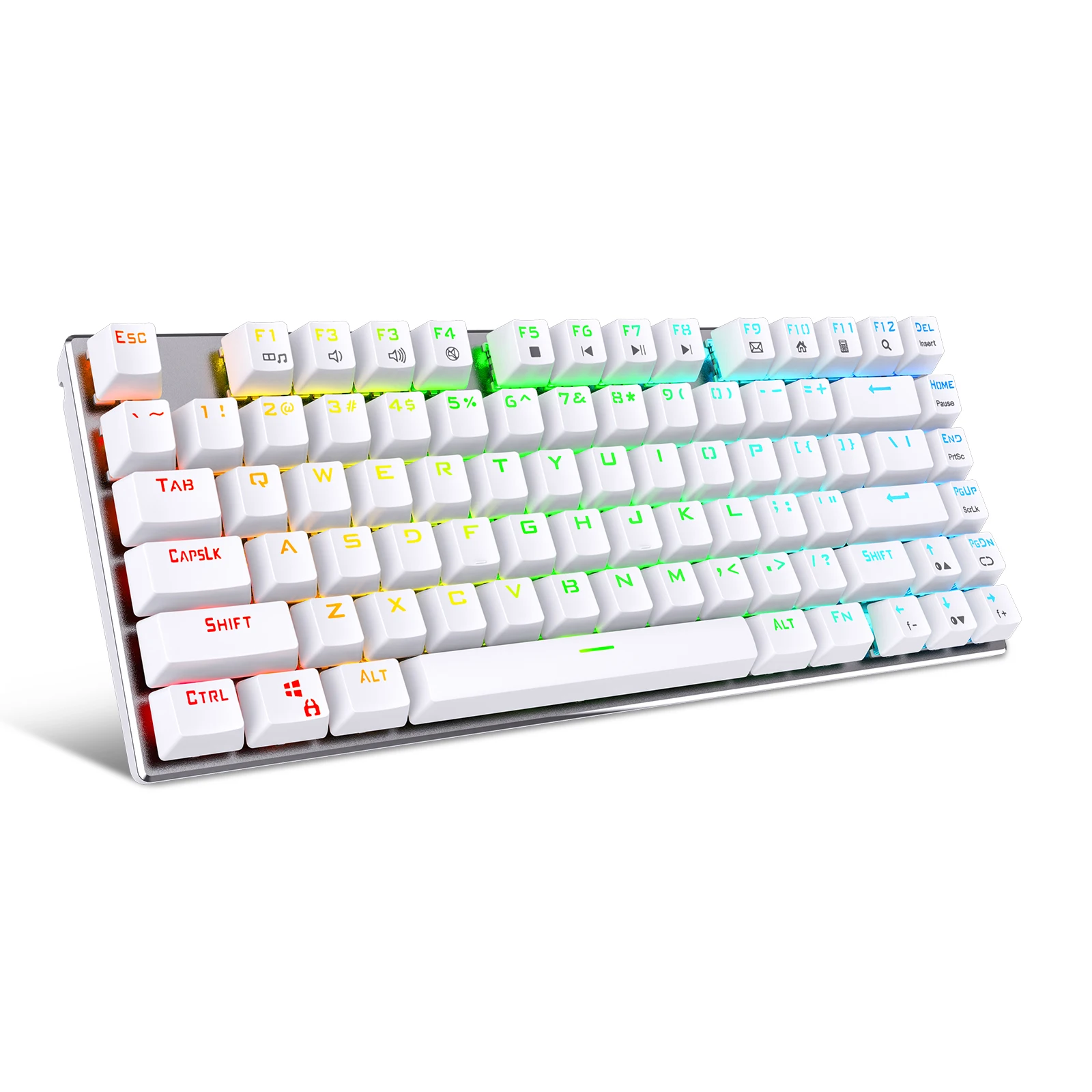 

Z-88 Small Mechanical Keyboard Tenkeyless RGB LED Backlit Outemu Blue Switch Compact Erogonomic Design 81 Keys USB Wired for PC