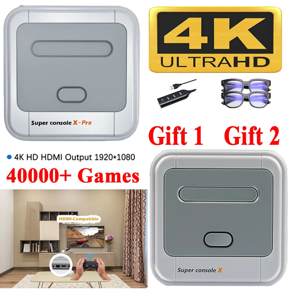 Супер консоль X Pro/X 4K HD Ретро игровая для PSP/PS1/DC/N64 видеоигр с 50000 + играми KODI